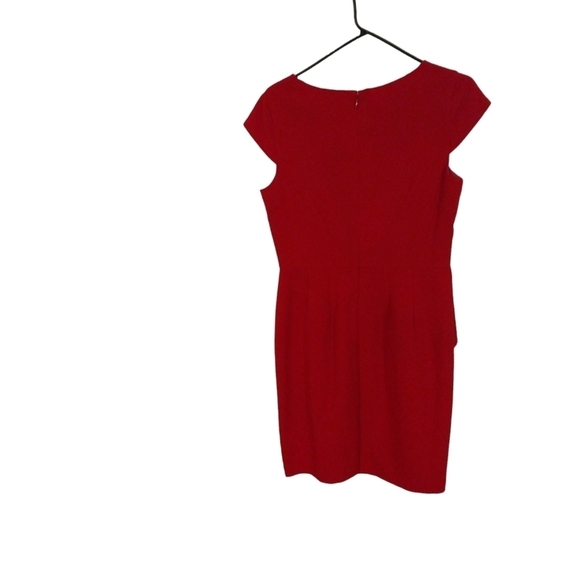 Vibrant Red Sheath Dress Calvin Klein Cap Slve. Scalloped Mid Sec.  Valentine 8 - Picture 5 of 13